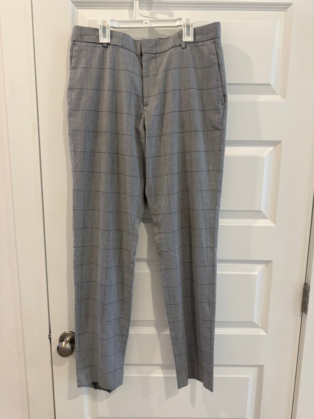 H&M Slim Fit Dress Pants Men 33R Gray Plaid Suit Trousers